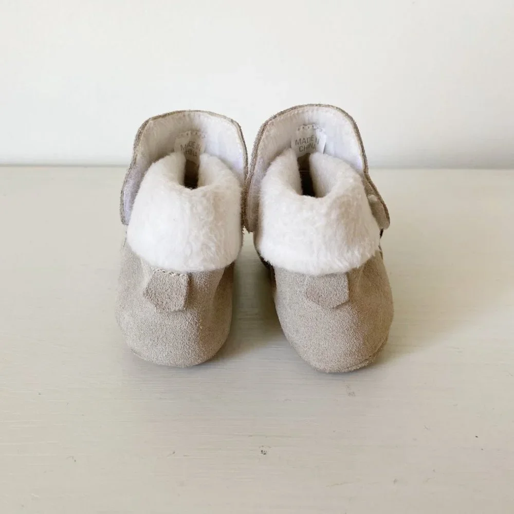 L'Amour Tan Booties Suede Leather Fleece Lined Star Infant Toddler 4 - Picture 4 of 9